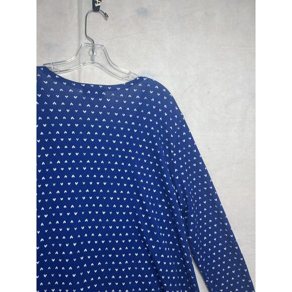 Lularoe Wrap Cardigan Womens Large Blue White Heart Print Long Sleeve Pockets - Picture 10 of 14